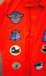 Orange Jump Suit with Military Patches